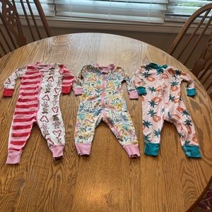 Hanna Andersson Sleepers Pajamas Lot 3 Grinch Birds Organic Cotton 70 6-12mo